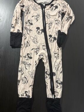Sunset Baby Co Bamboo Cream and Black Disney Character Pajamas